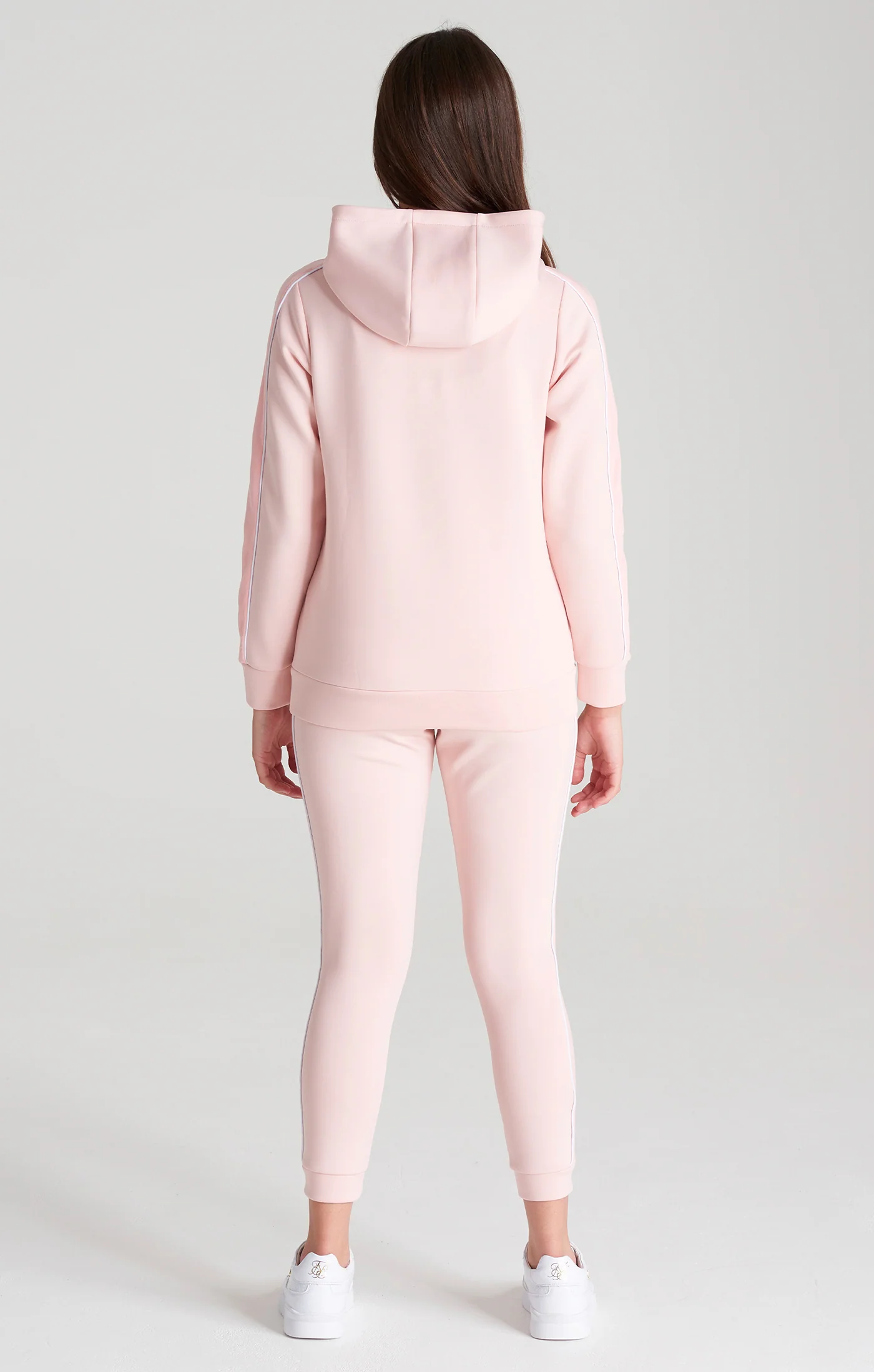 Girls Pink Velour Taped Hoodie - Image 5