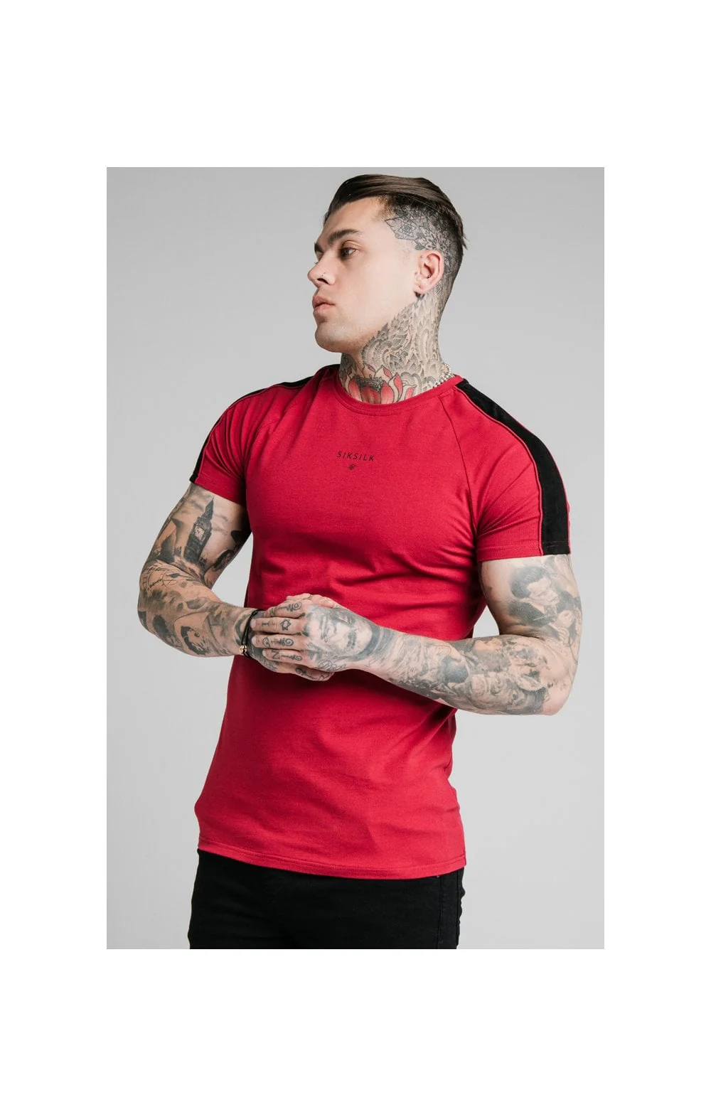 SikSilk Imperial Raglan Gym Tee - Dark Red