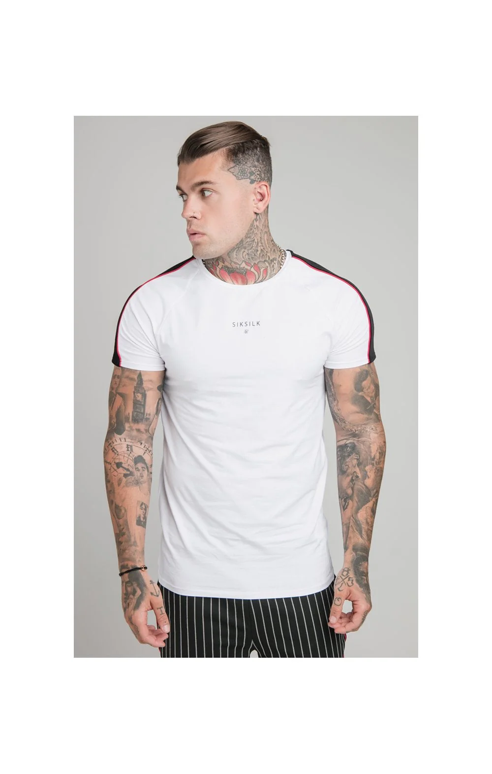SikSilk Imperial Raglan Gym Tee - White
