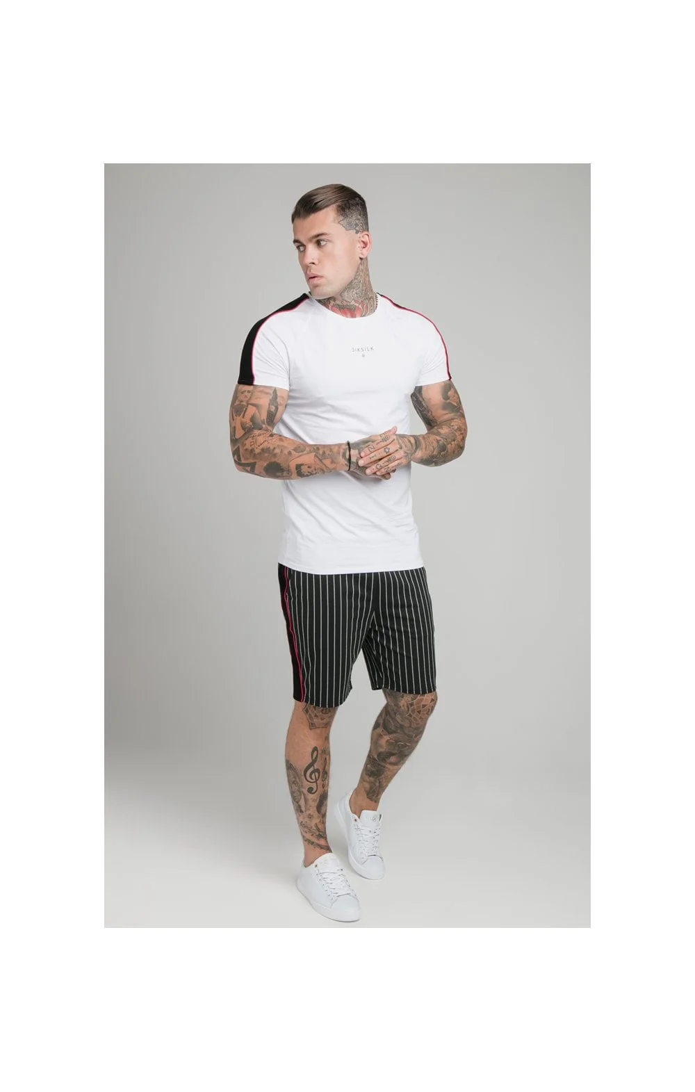 SikSilk Imperial Raglan Gym Tee - White - Image 4