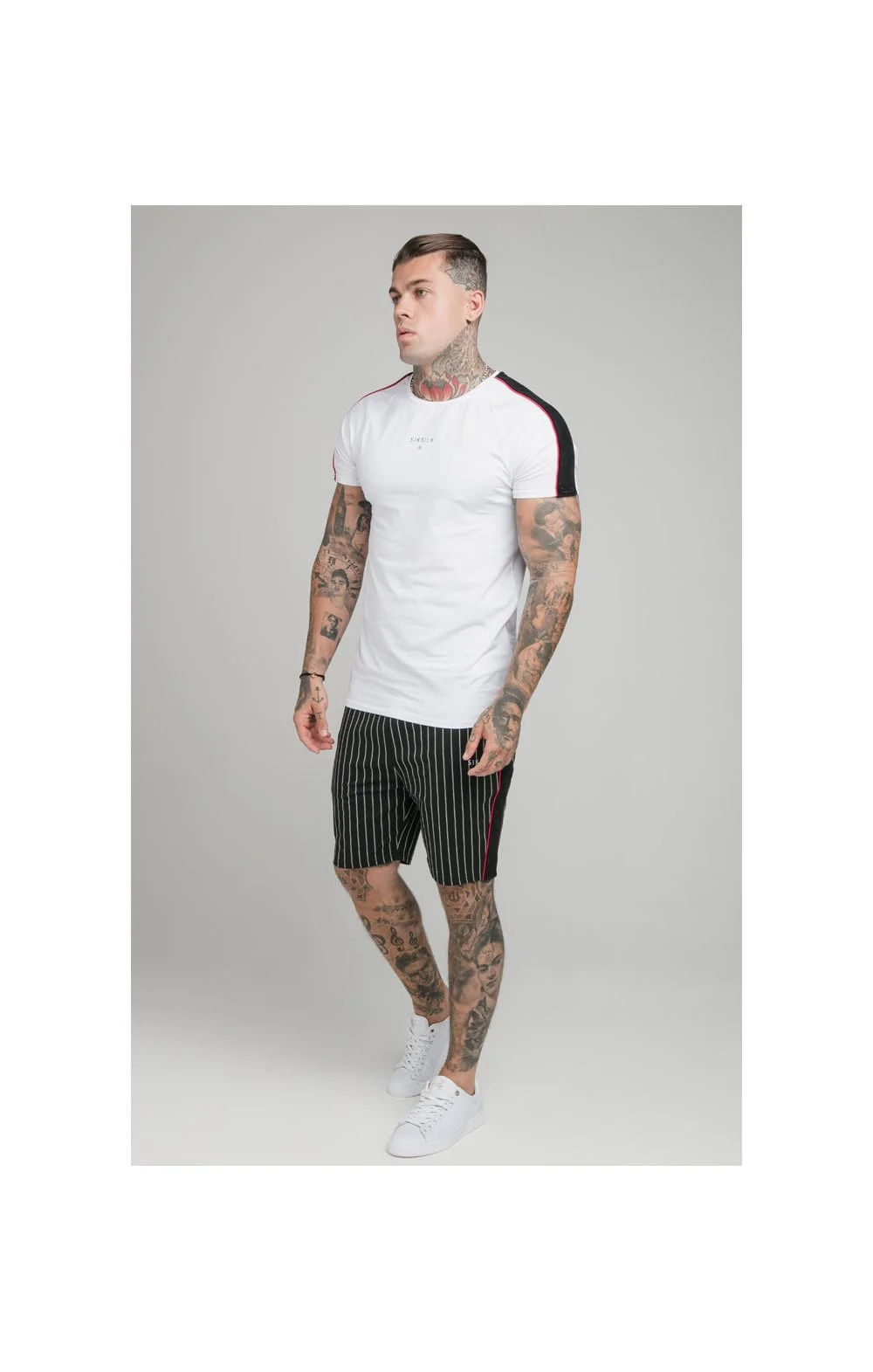 SikSilk Imperial Raglan Gym Tee - White - Image 5