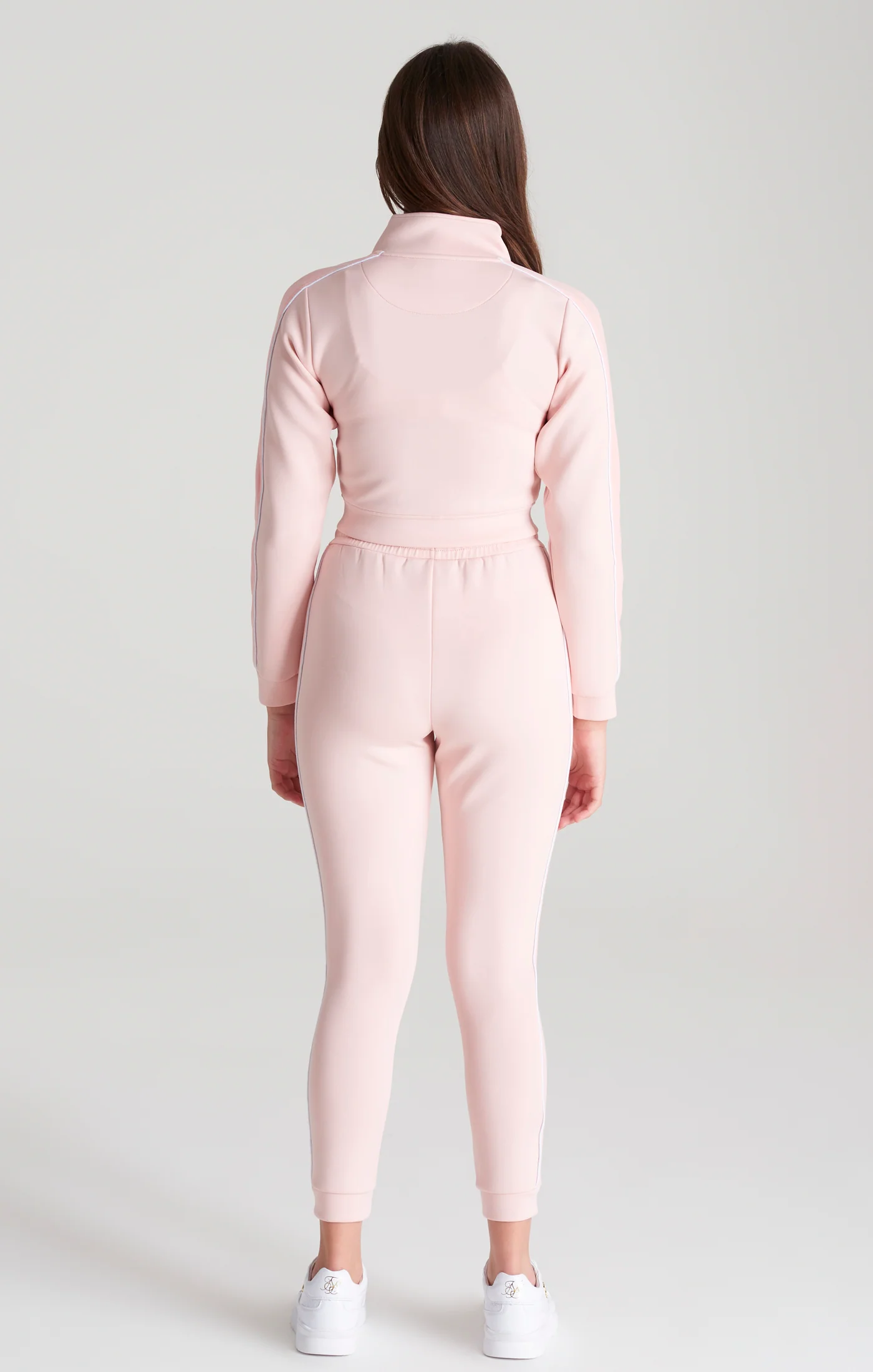 Girls Pink Velour Taped Track Jacket - Image 5