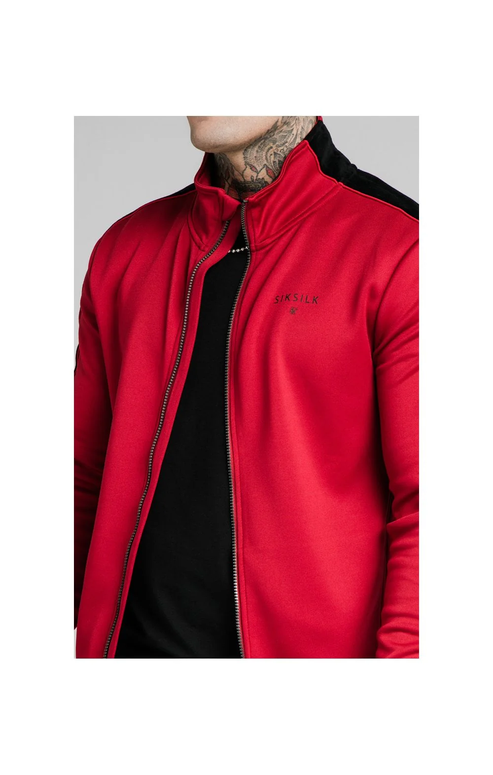 SikSilk Imperial Zip Through Hoodie - Dark Red - Image 2