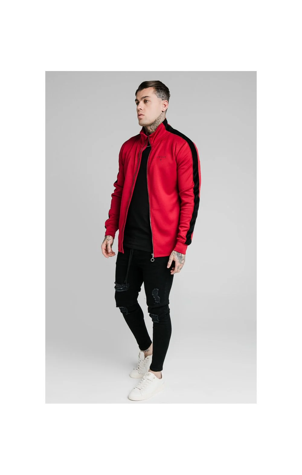 SikSilk Imperial Zip Through Hoodie - Dark Red - Image 5