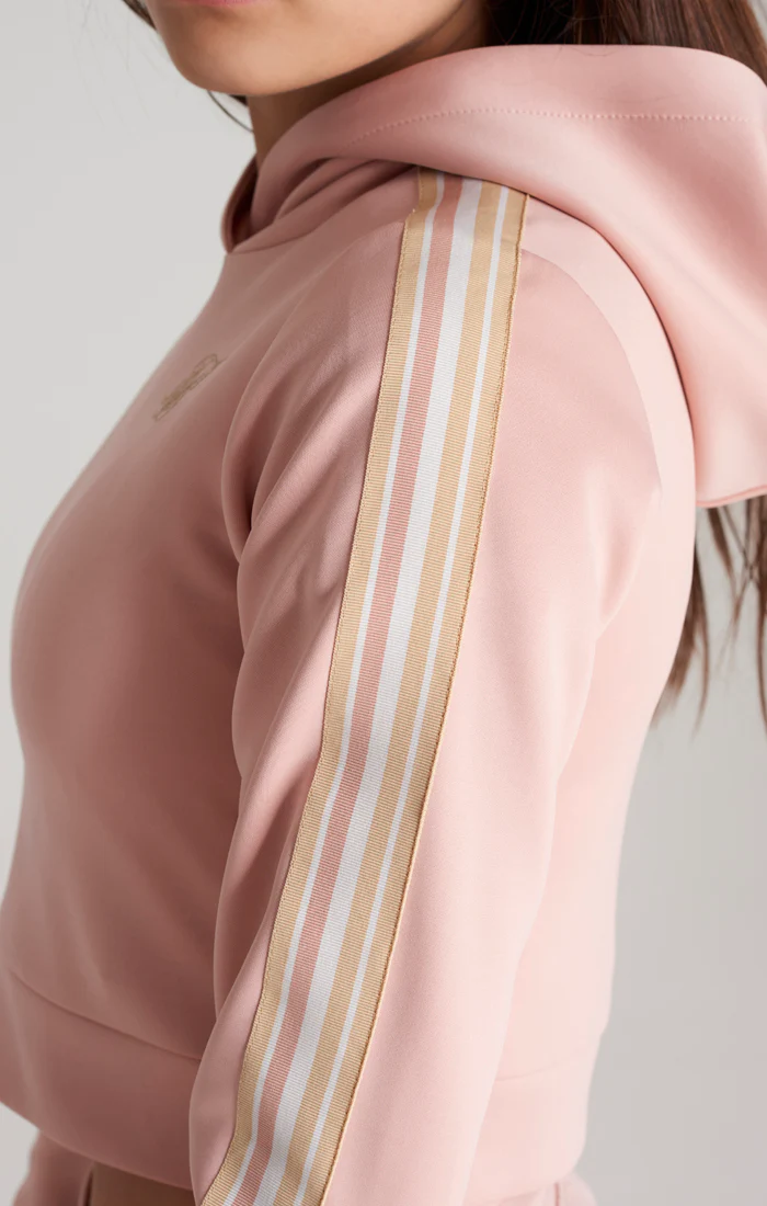 Girls Pink Taped Cropped Hoodie - Image 3