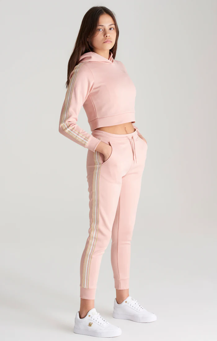 Girls Pink Taped Cropped Hoodie - Image 5