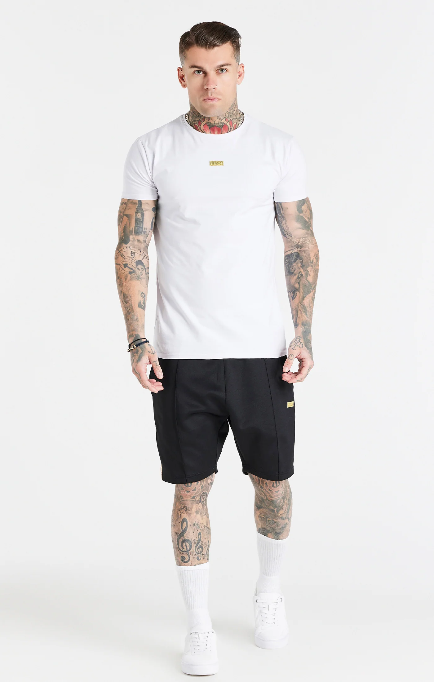 White Gold Badge Muscle Fit T-Shirt - Image 3