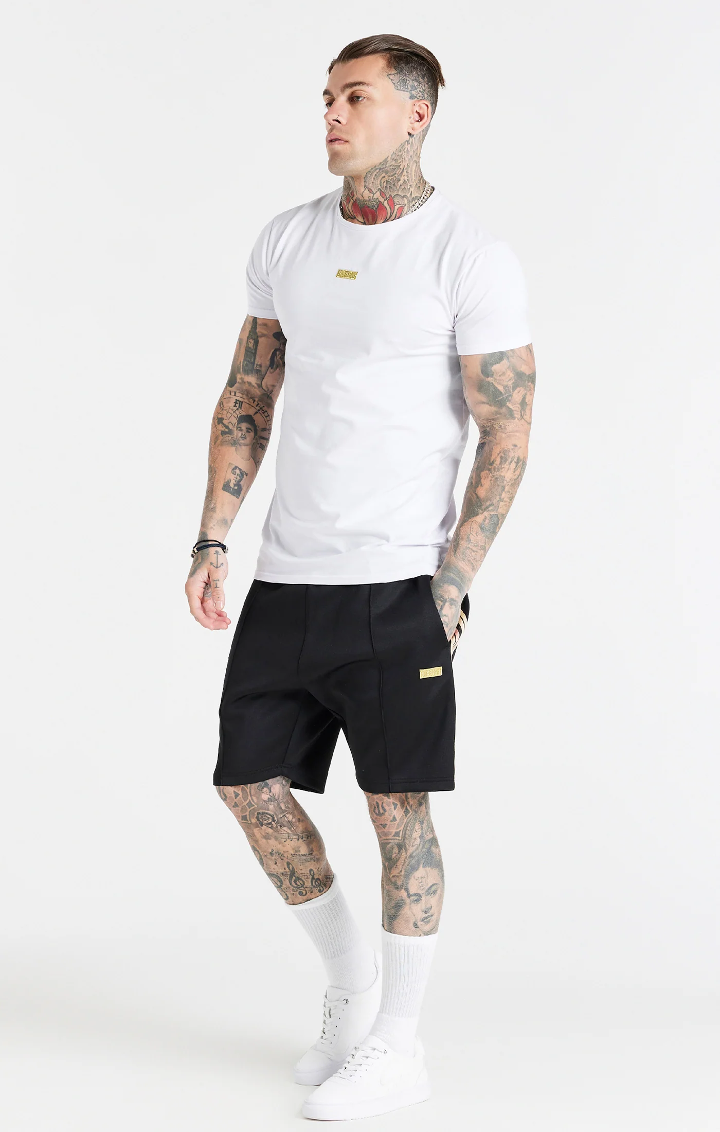 White Gold Badge Muscle Fit T-Shirt - Image 4