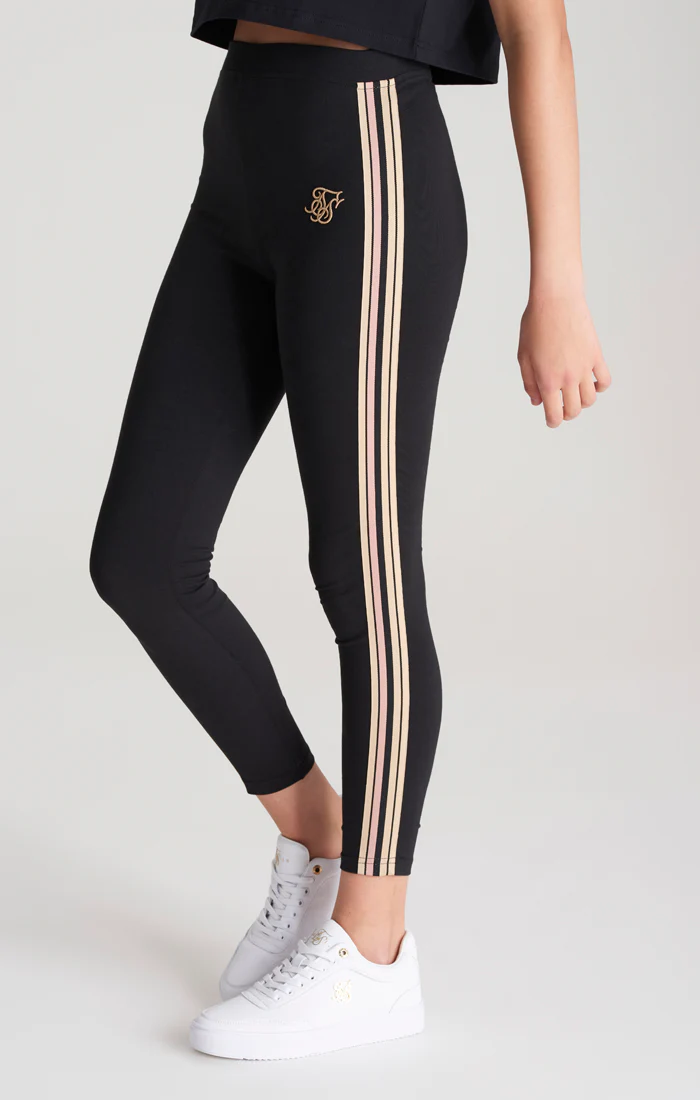 Girls Black Taped Legging - Image 2