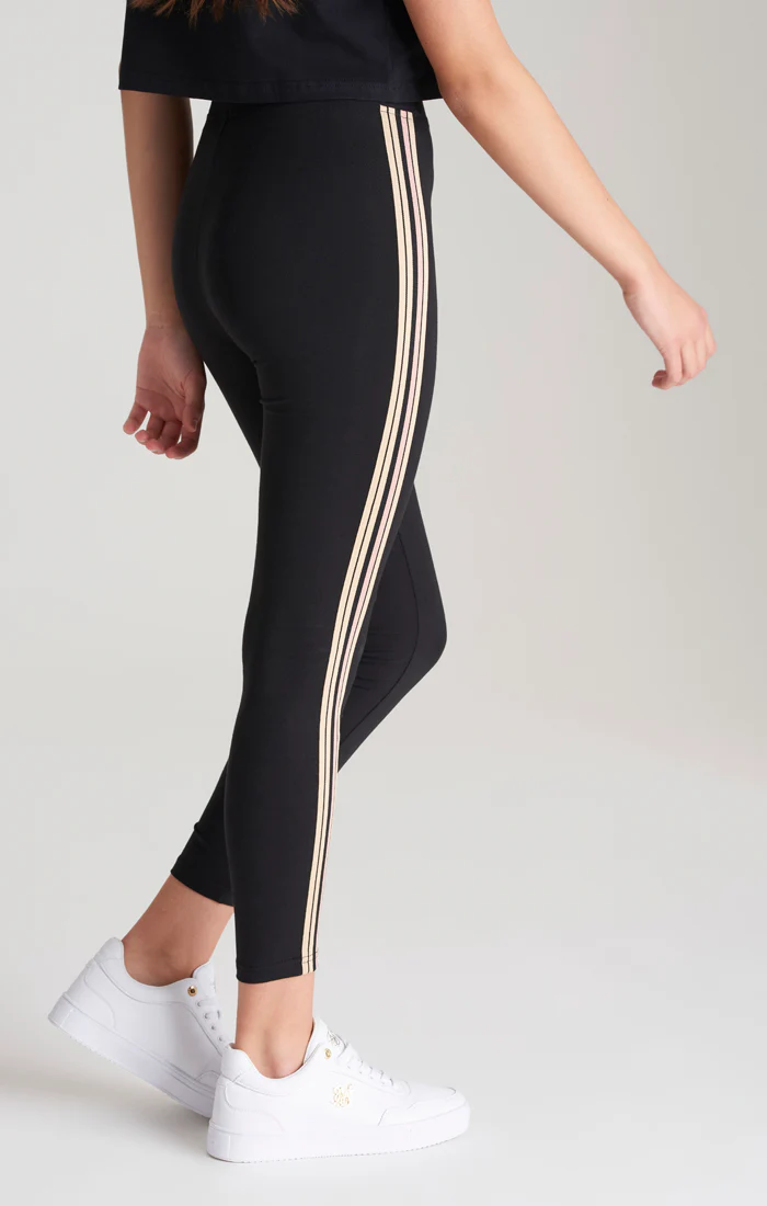 Girls Black Taped Legging - Image 3