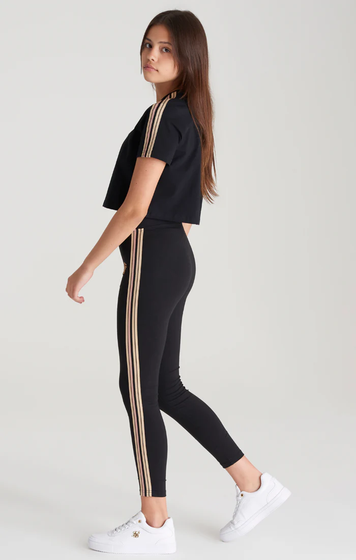 Girls Black Taped Legging - Image 5
