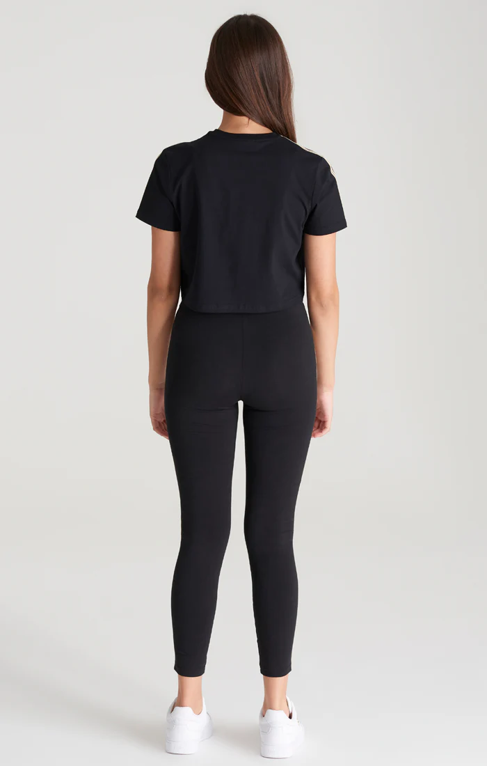 Girls Black Taped Legging - Image 6