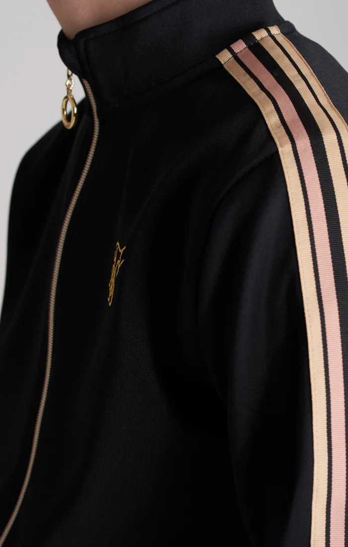 Boys Black Taped Zip Thru Funnel Neck - Image 3