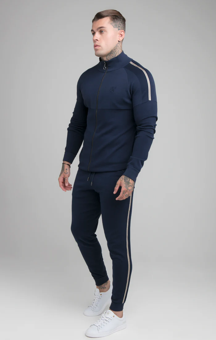 Navy Tape Detail Zip-Thru Track Top - Image 3