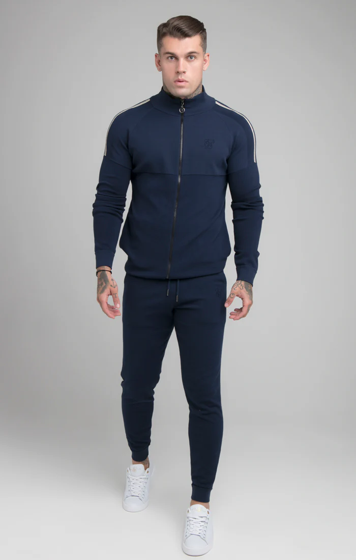 Navy Tape Detail Zip-Thru Track Top - Image 4