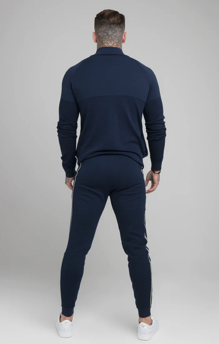 Navy Tape Detail Zip-Thru Track Top - Image 5