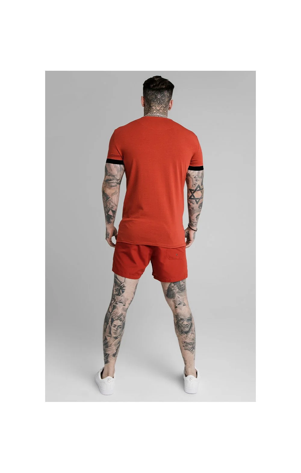 SikSilk Inset Elastic Cuff Gym Tee – Red - Image 6