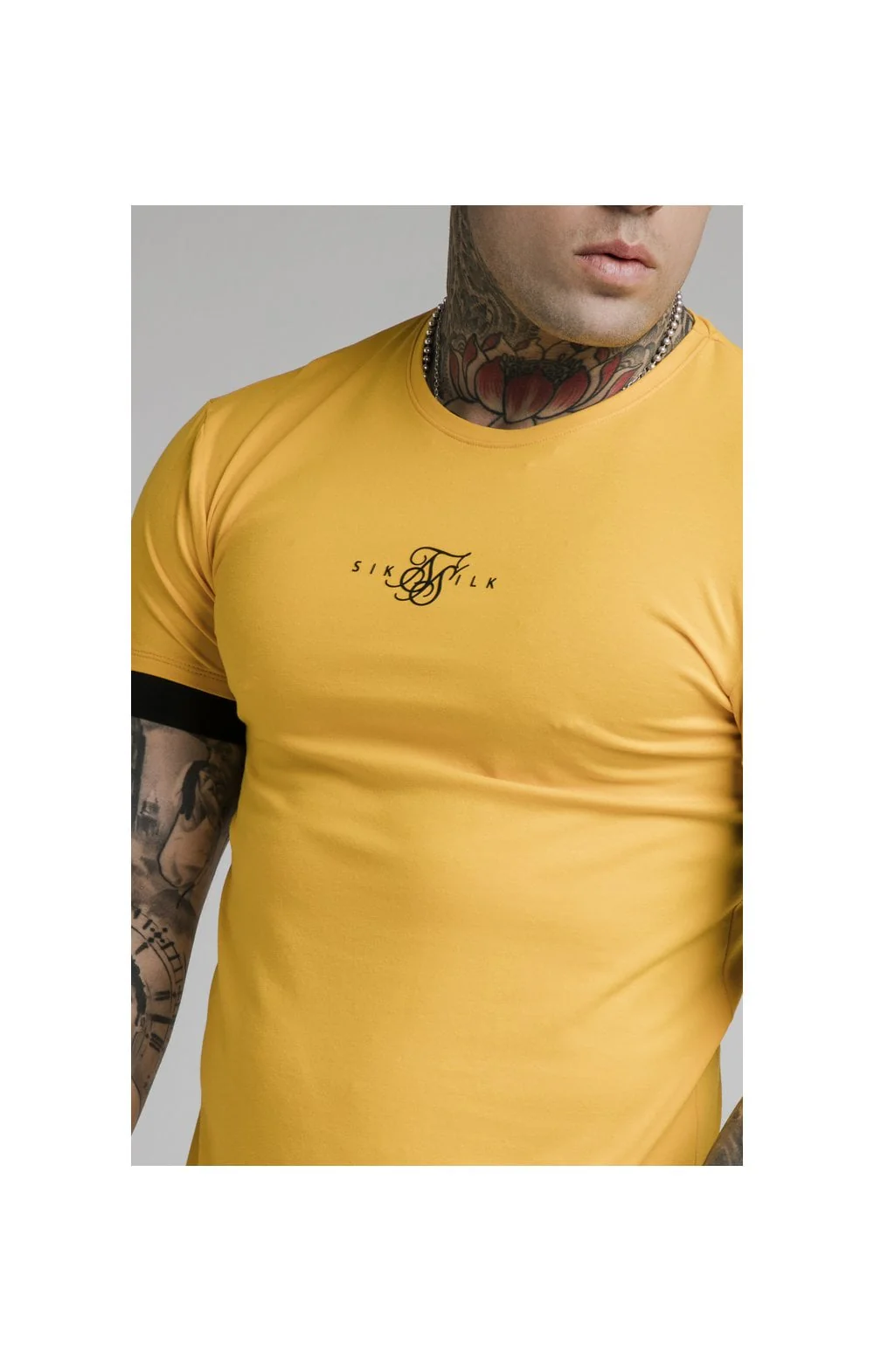 SikSilk Inset Elastic Cuff Gym Tee – Yellow