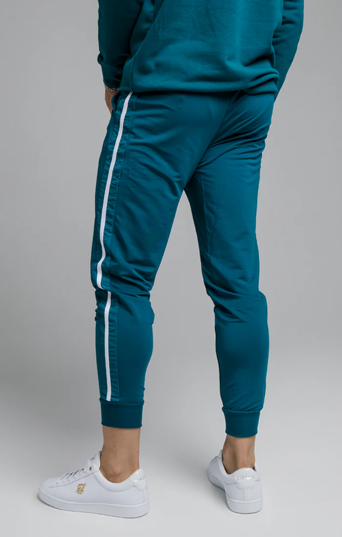 SikSilk Inset Fade Panel Cuffed Trousers - Teal & White - Image 2