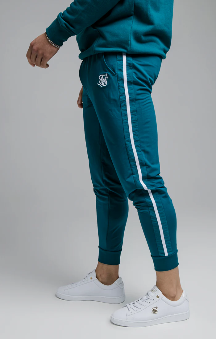 SikSilk Inset Fade Panel Cuffed Trousers - Teal & White - Image 4
