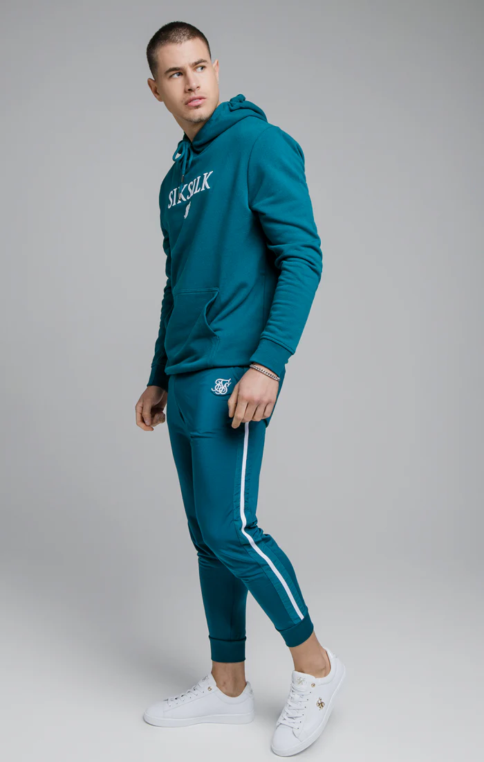 SikSilk Inset Fade Panel Cuffed Trousers - Teal & White - Image 5
