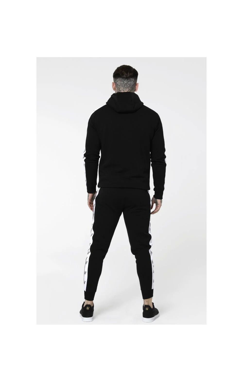 SikSilk Inset Zip Through Hoodie - Black & White - Image 5