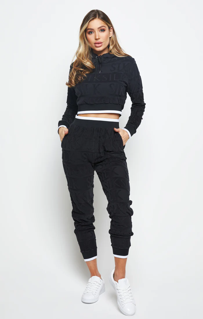 SikSilk Inverse Cropped Hoodie - Black - Image 2