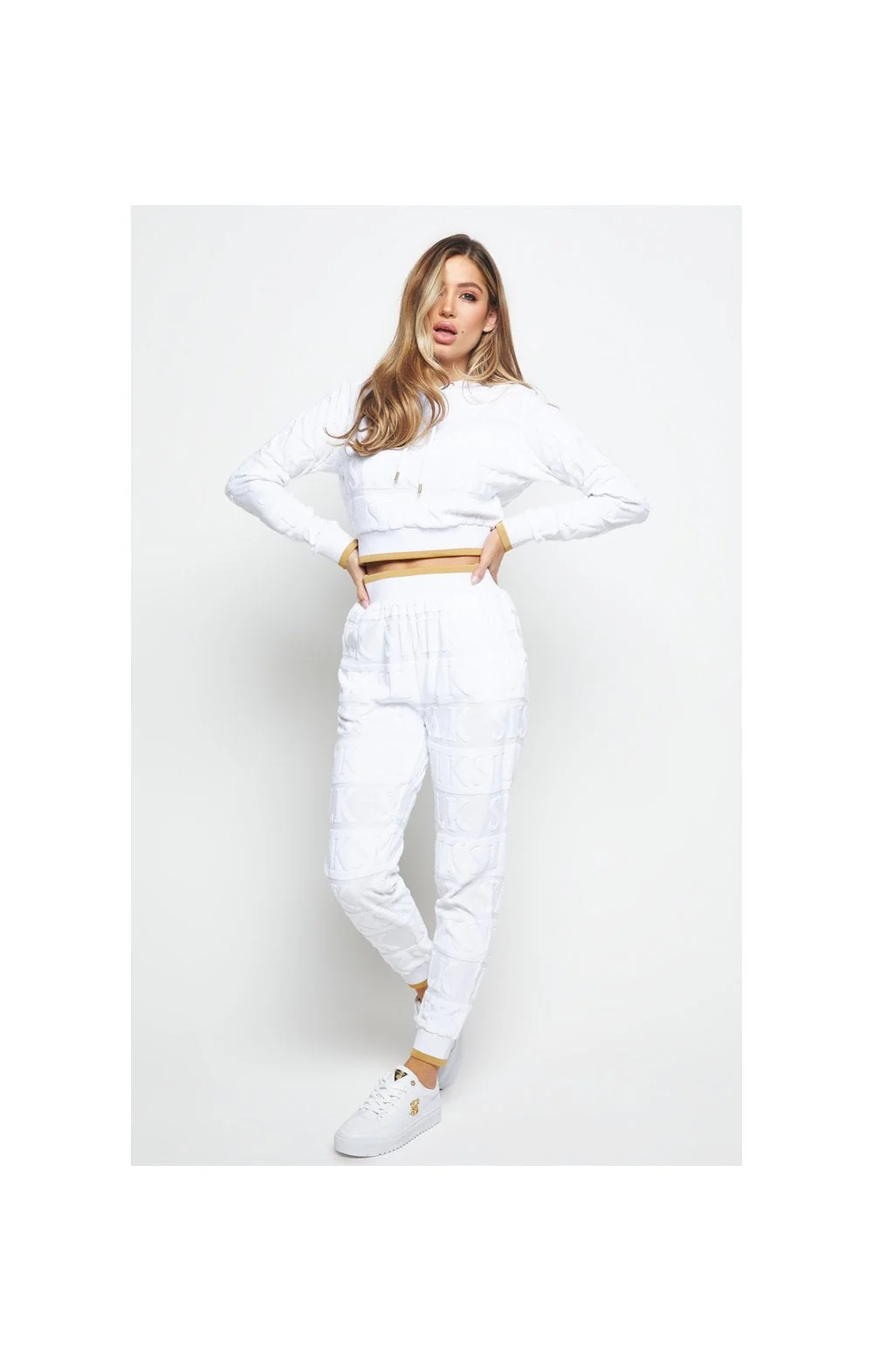 SikSilk Inverse Cropped Hoodie - White - Image 5
