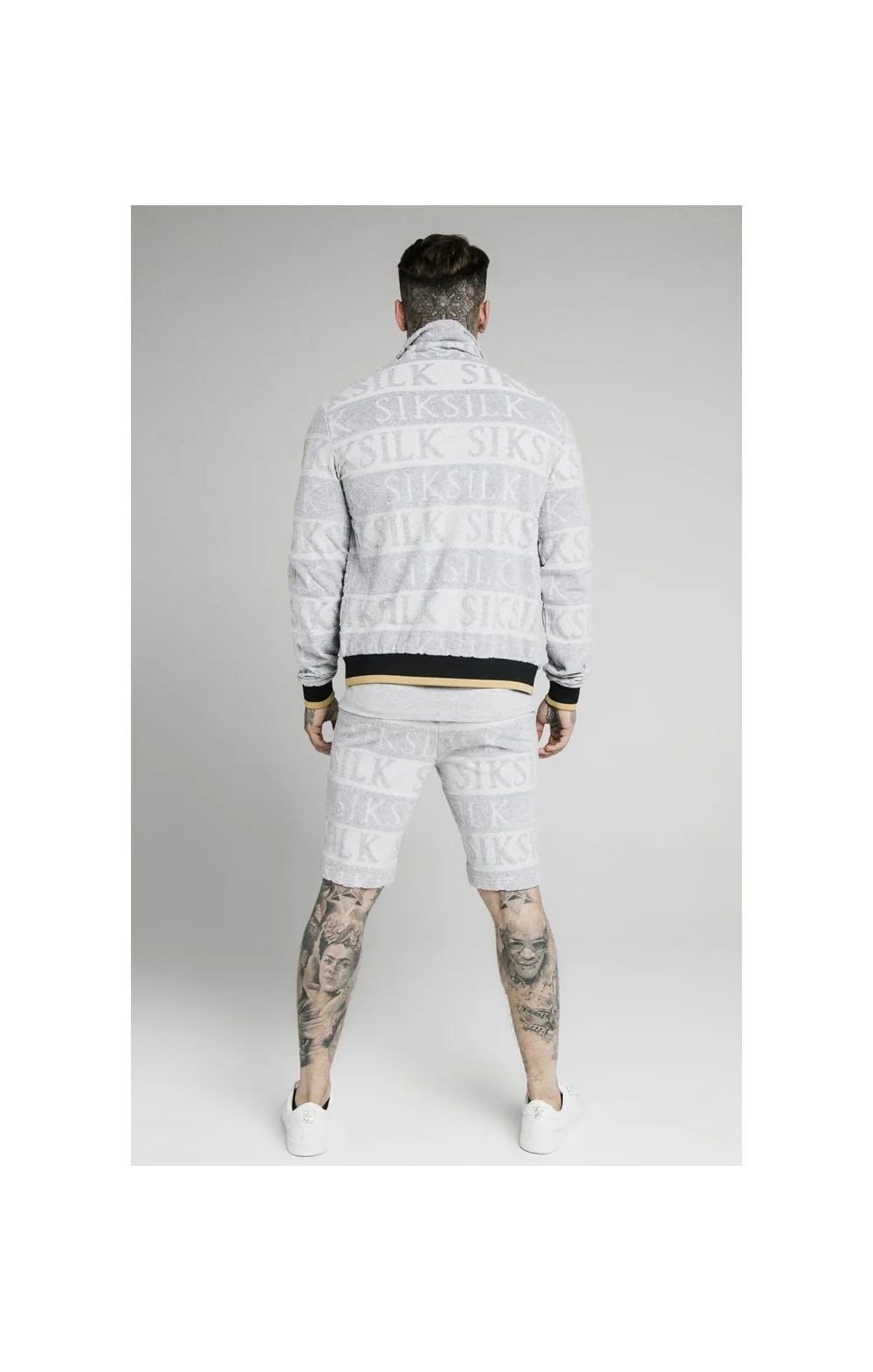 SikSilk Inverse High Neck Bomber - Grey,Black & Gold - Image 4