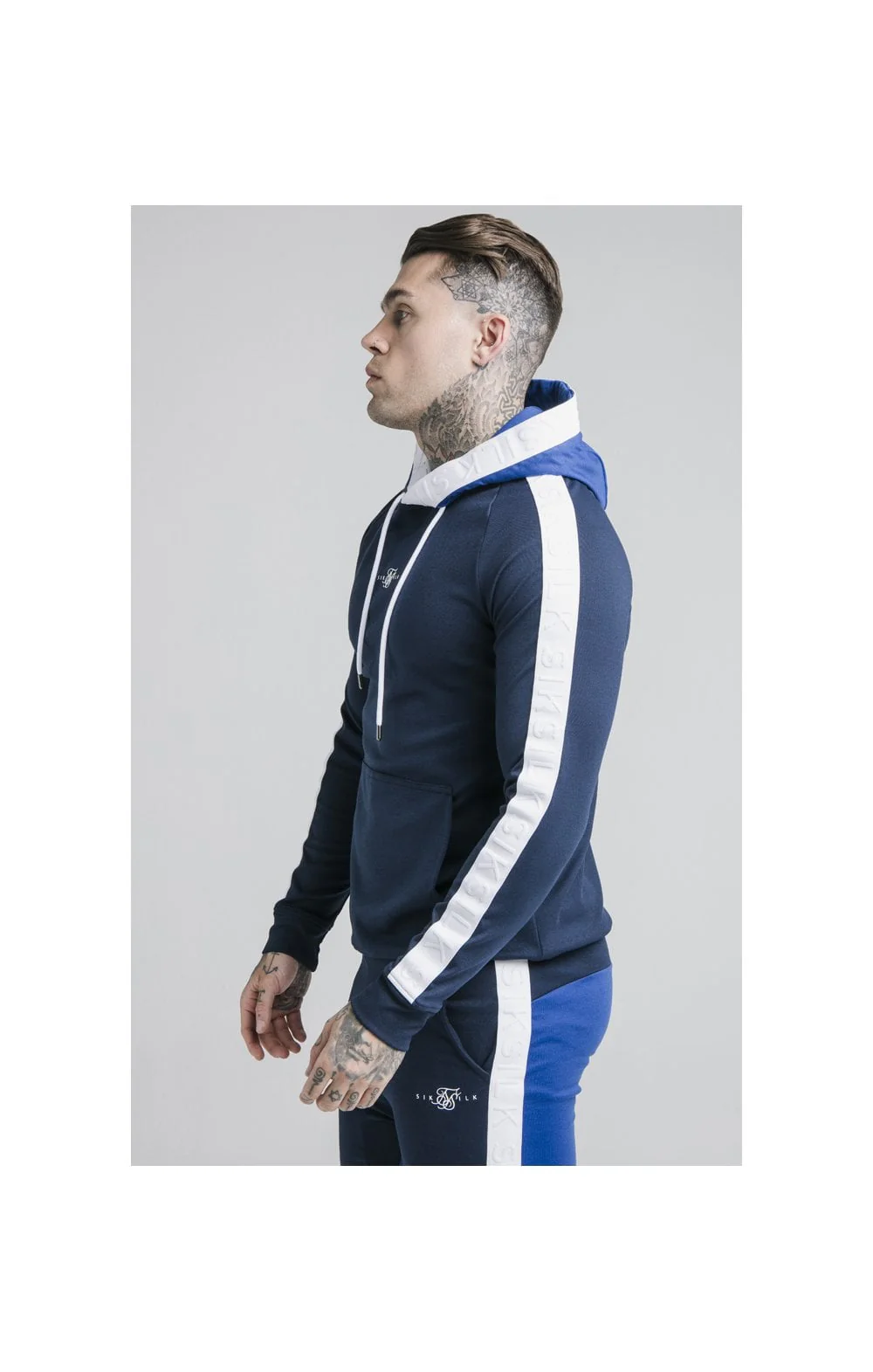 SikSilk Inverse Overhead Tape Hoodie - Navy - Image 2