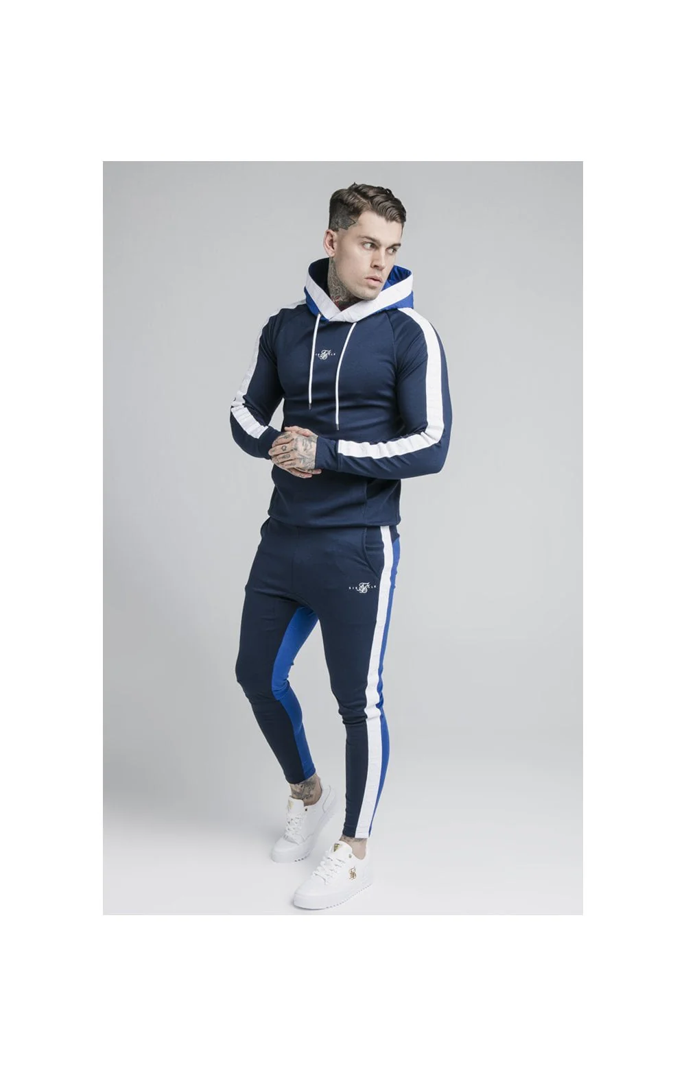 SikSilk Inverse Overhead Tape Hoodie - Navy - Image 4