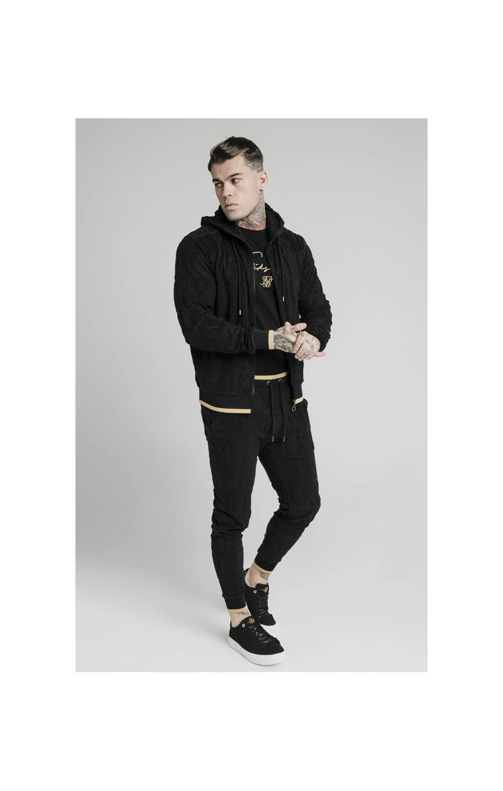 SikSilk Inverse Zip Through Hoodie - Black - Image 3