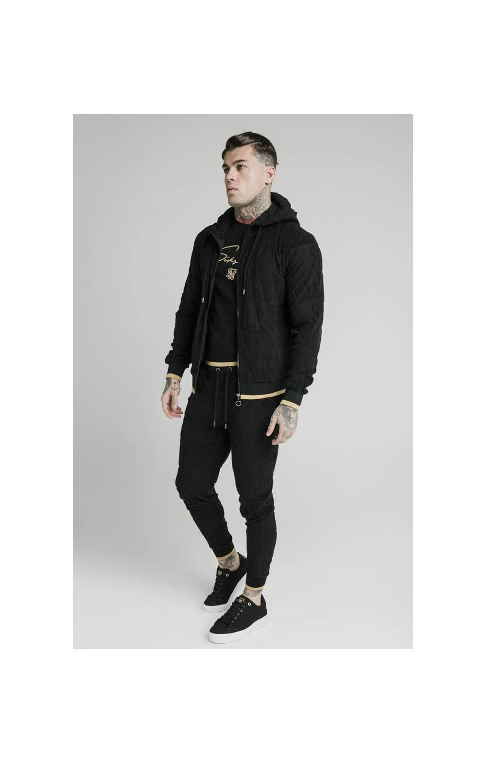 SikSilk Inverse Zip Through Hoodie - Black - Image 4