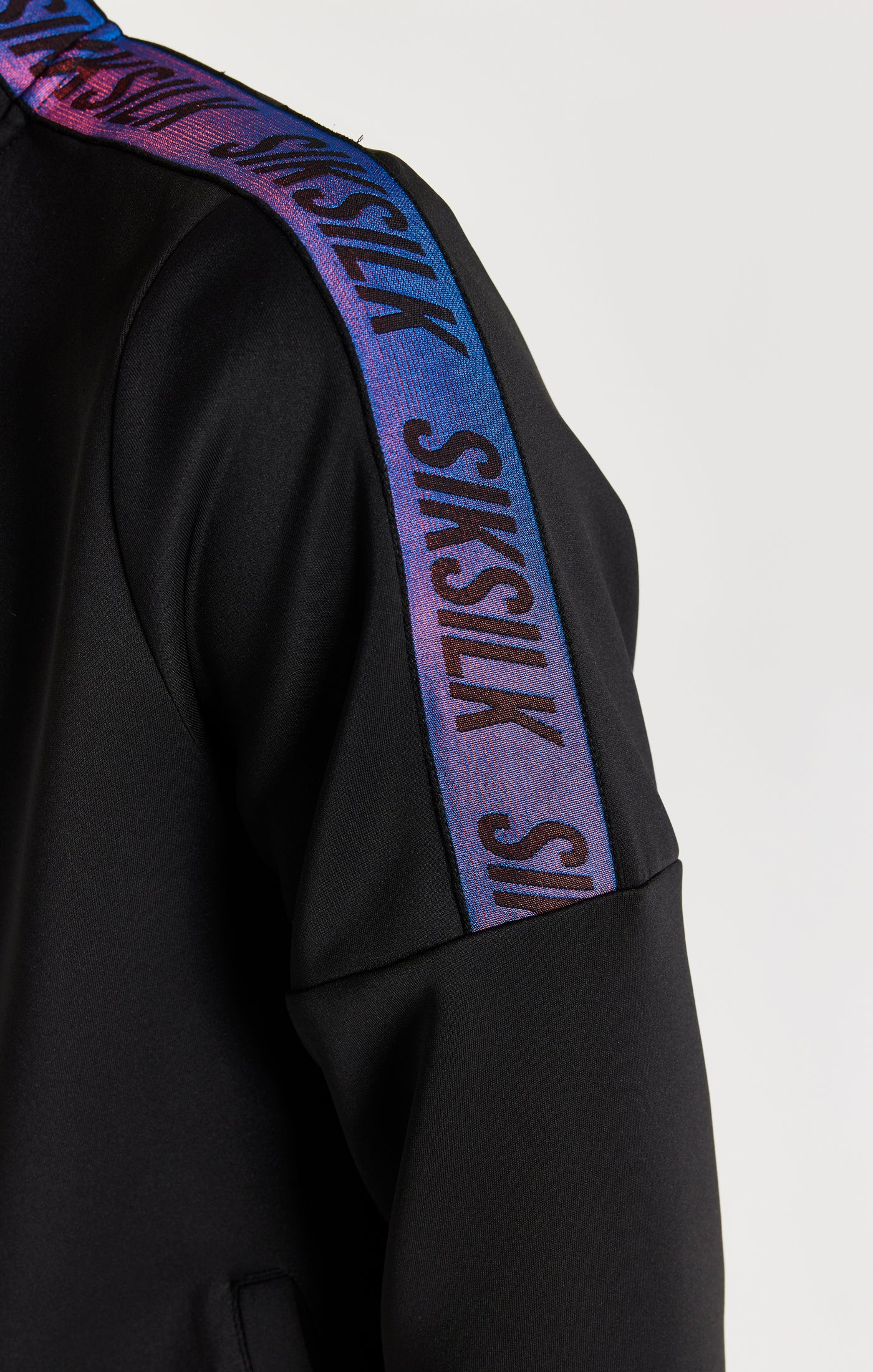 SikSilk Iridescent 1/4 Zip Funnel Neck - Black - Image 2