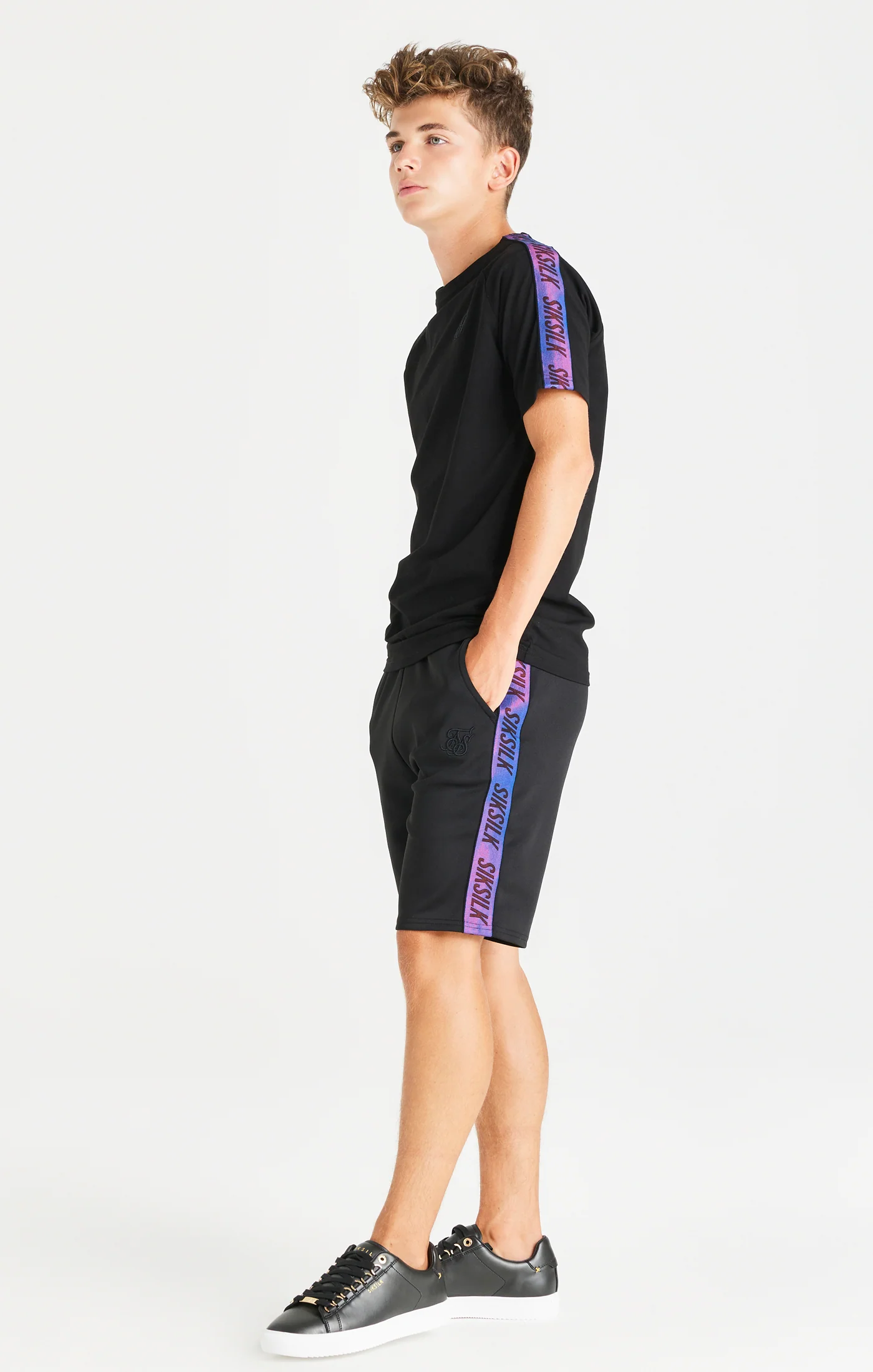 SikSilk Iridescent Raglan Tee - Black - Image 4