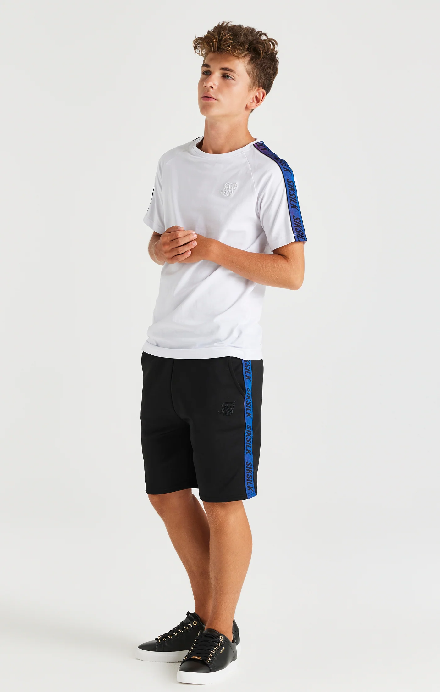 SikSilk Iridescent Raglan Tee - White - Image 3