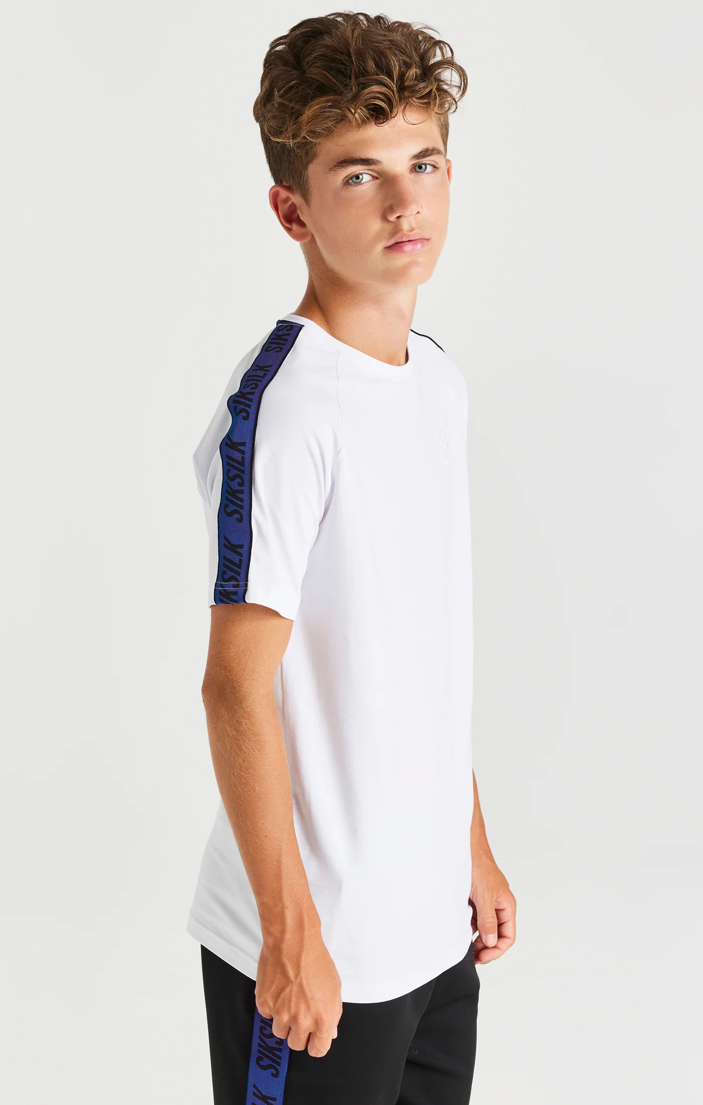 SikSilk Iridescent Raglan Tee - White - Image 6