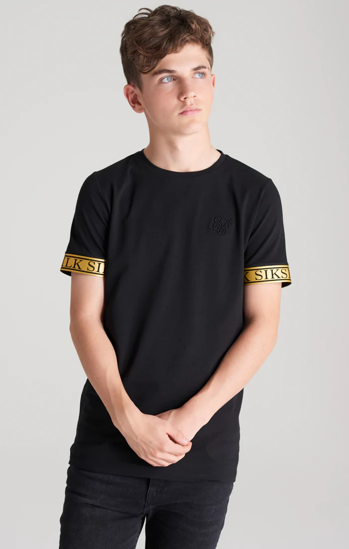 Boys Black Iridescent Taped T-Shirt - Image 2