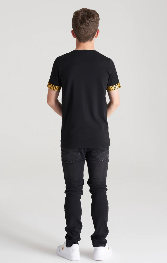 Boys Black Iridescent Taped T-Shirt - Image 6