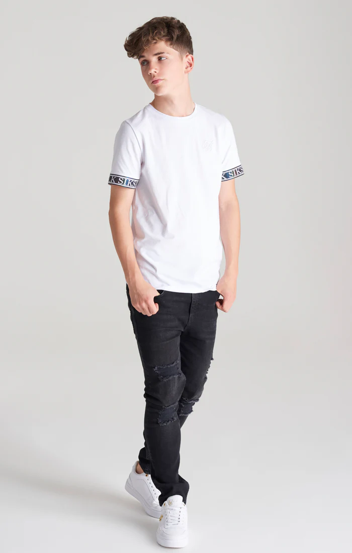 Boys White Iridescent Taped T-Shirt - Image 3