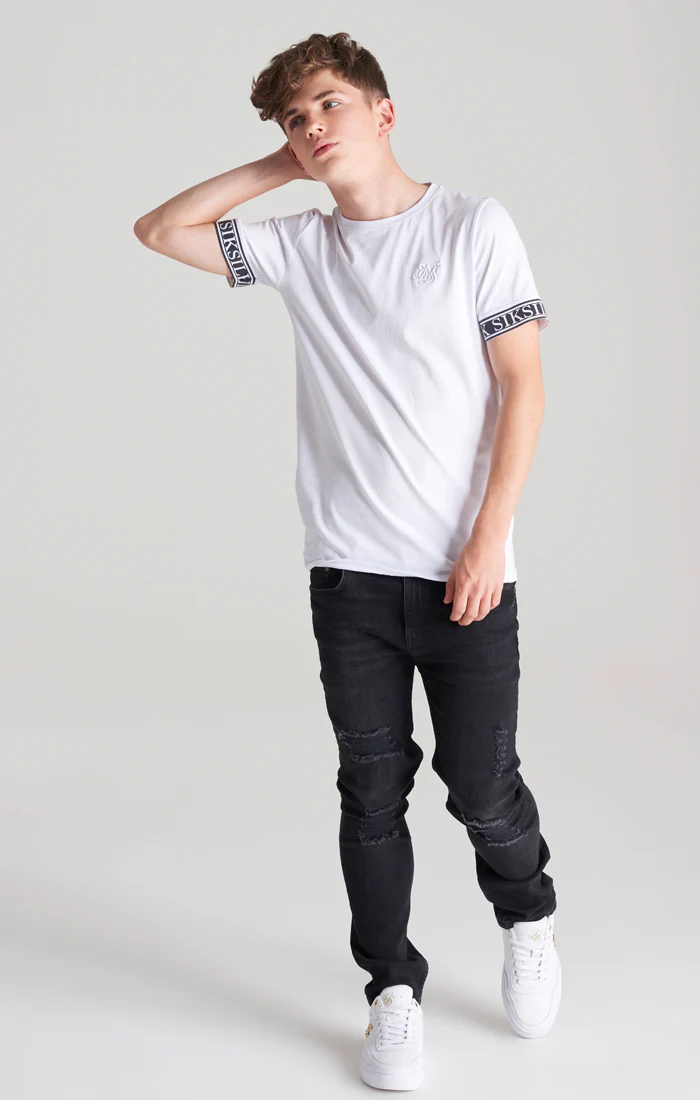Boys White Iridescent Taped T-Shirt - Image 4