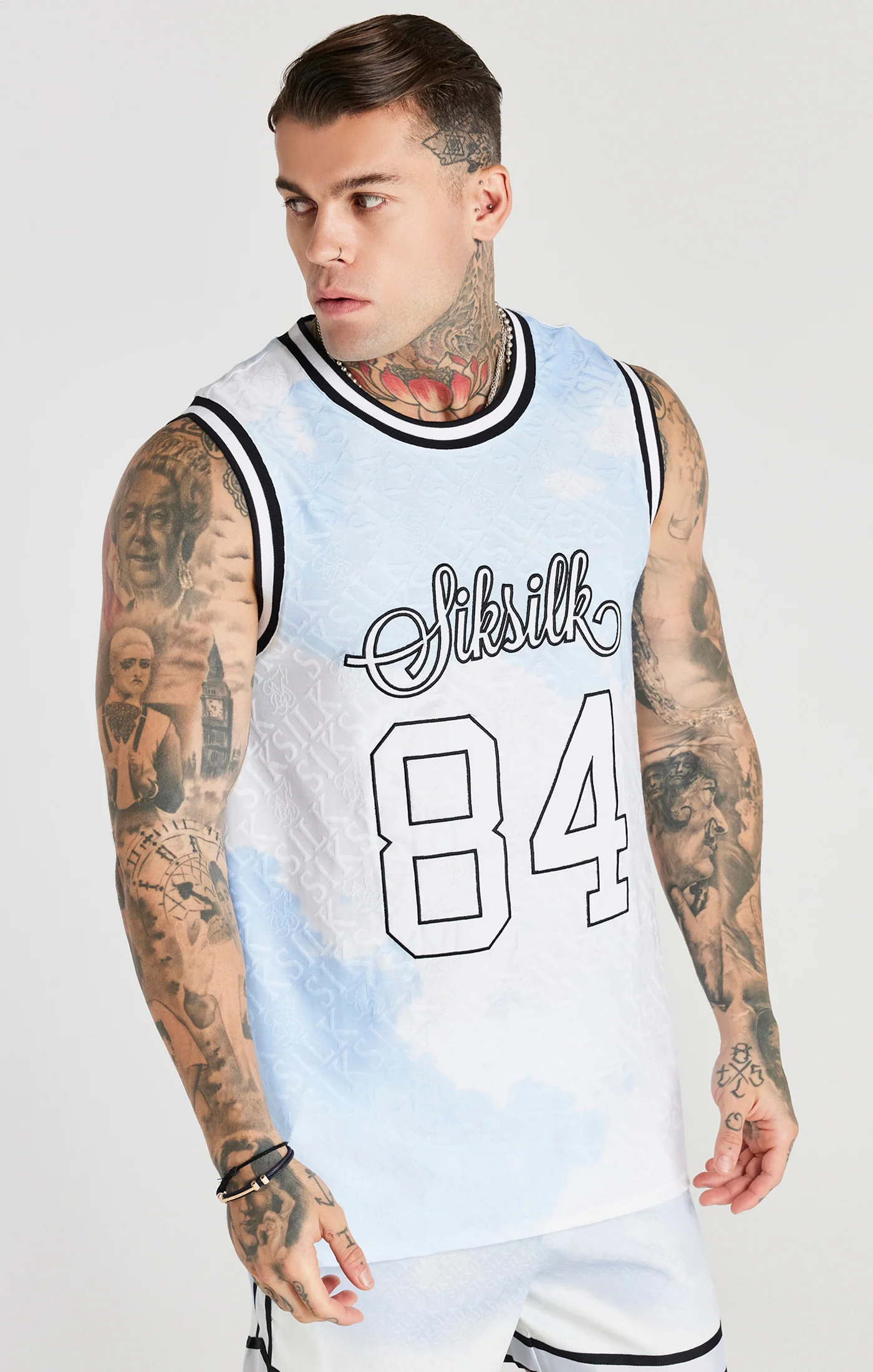 White Jacquard Baseball Vest