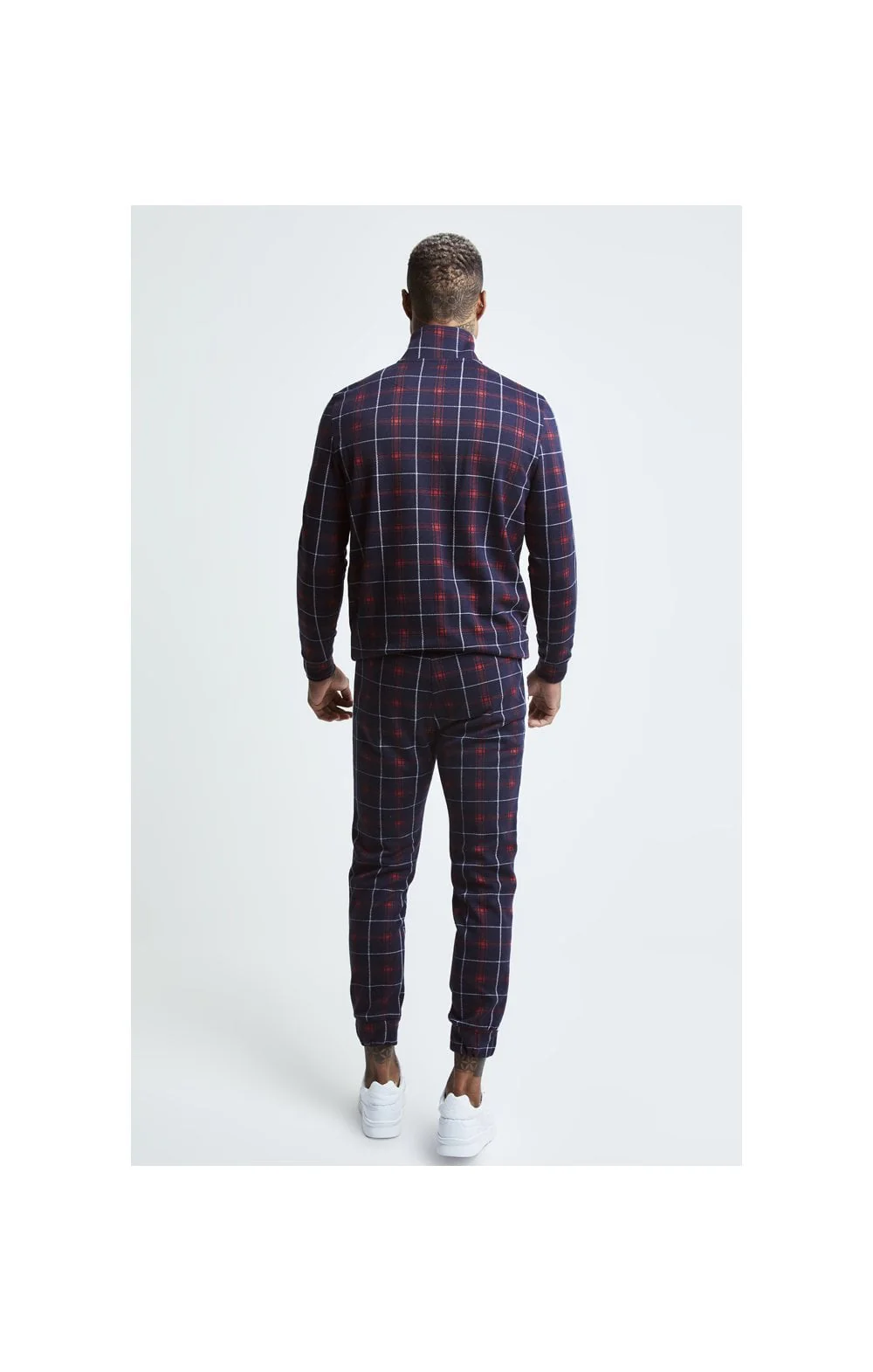 SikSilk Jacquard Check Cuffed Pant – Navy - Image 6