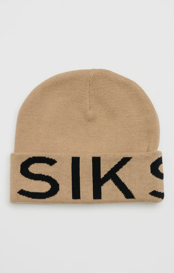 SikSilk Jacquard Cotton Cuff Beanie - Stone