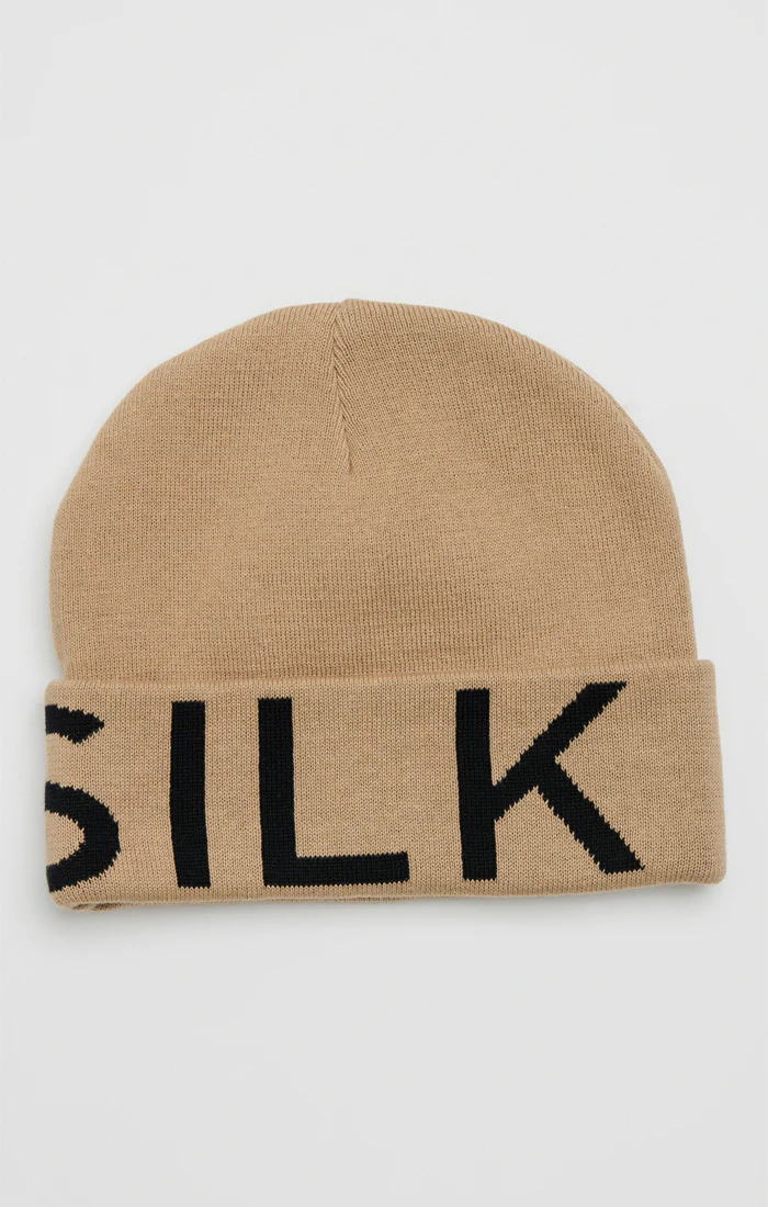 SikSilk Jacquard Cotton Cuff Beanie - Stone - Image 2