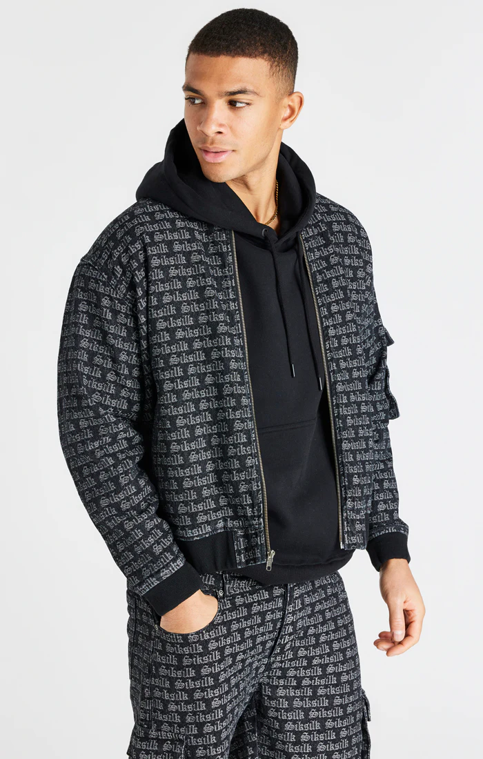 Black Denim Bomber Jacket - Image 3