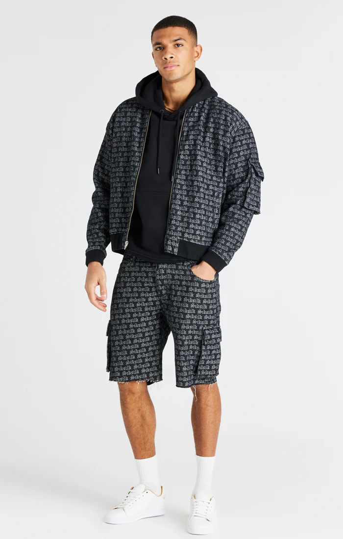 Black Denim Bomber Jacket - Image 6