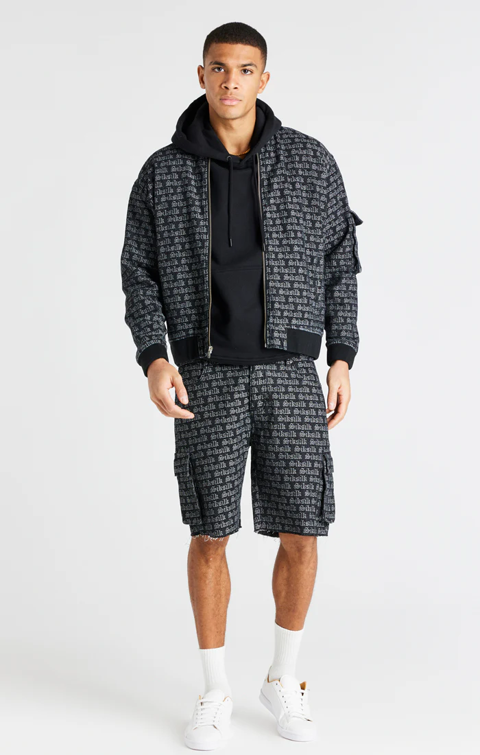 Black Denim Bomber Jacket - Image 8