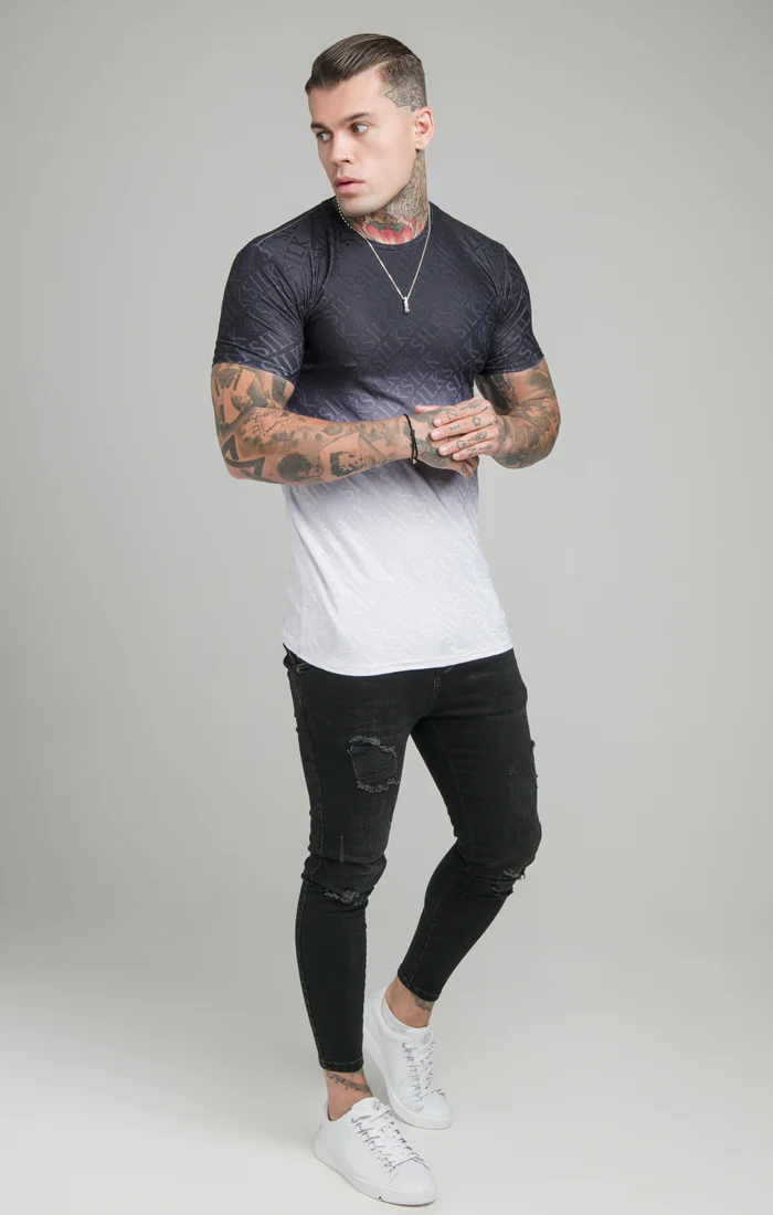 Black Fade Print Muscle Fit T-Shirt - Image 2