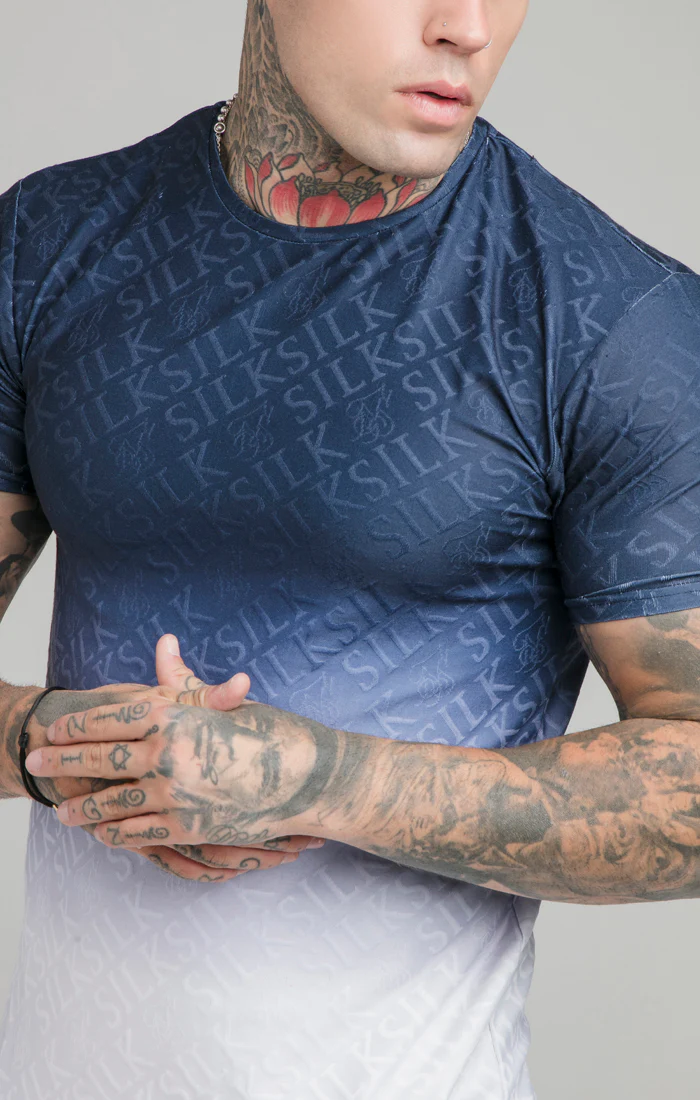 Navy Print Muscle Fit T-Shirt - Image 2